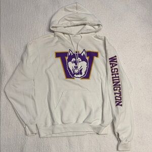 Champion White and Purple Men's Sweater with Husky Logo